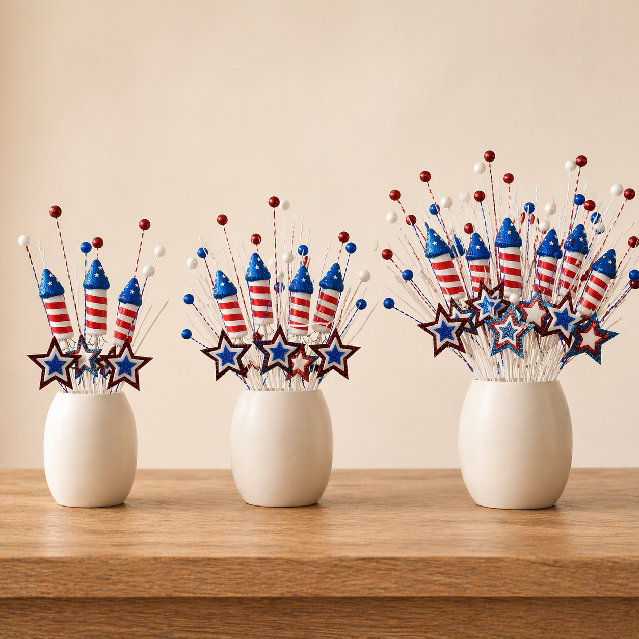 Patriotic Firework Vase Picks Decor Set