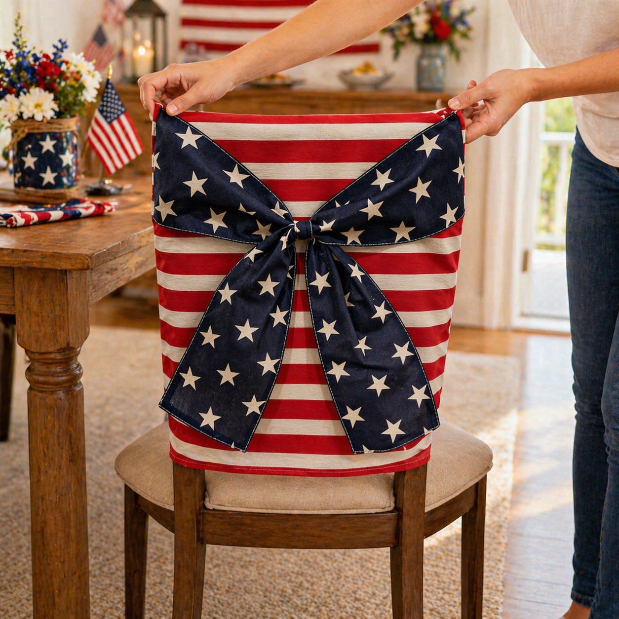 Stars & Stripes Patriotic Chair Cover