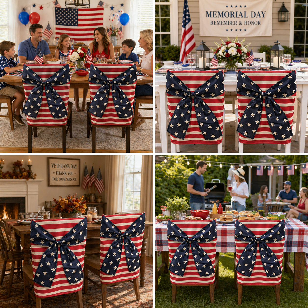 Stars & Stripes Patriotic Chair Cover