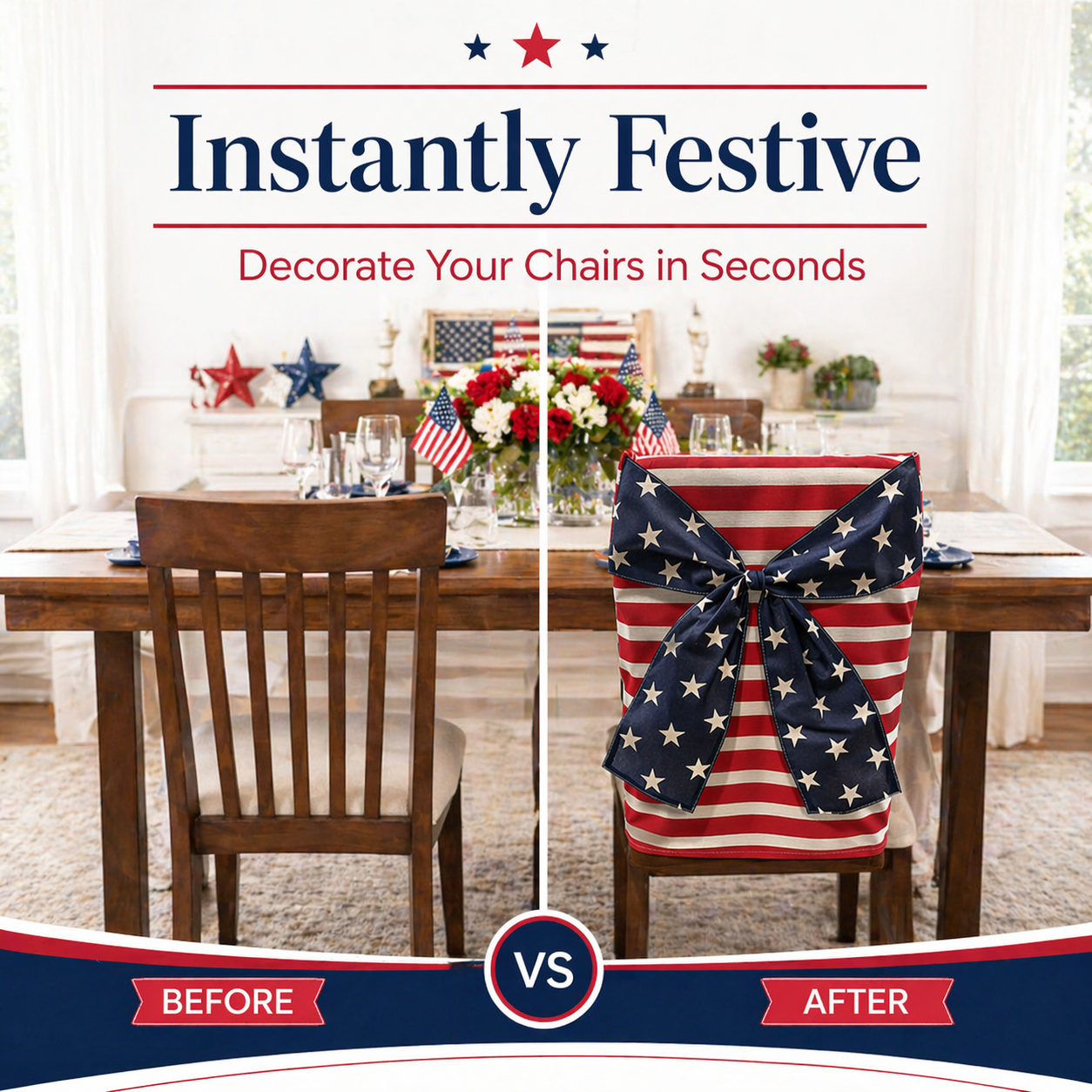 Stars & Stripes Patriotic Chair Cover