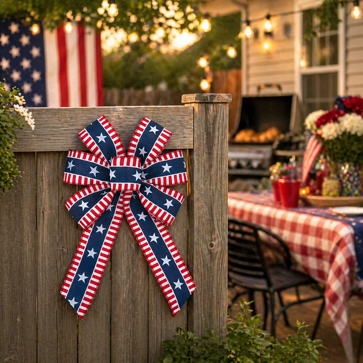 4th of July Patriotic Stars & Stripes Decorative Bow