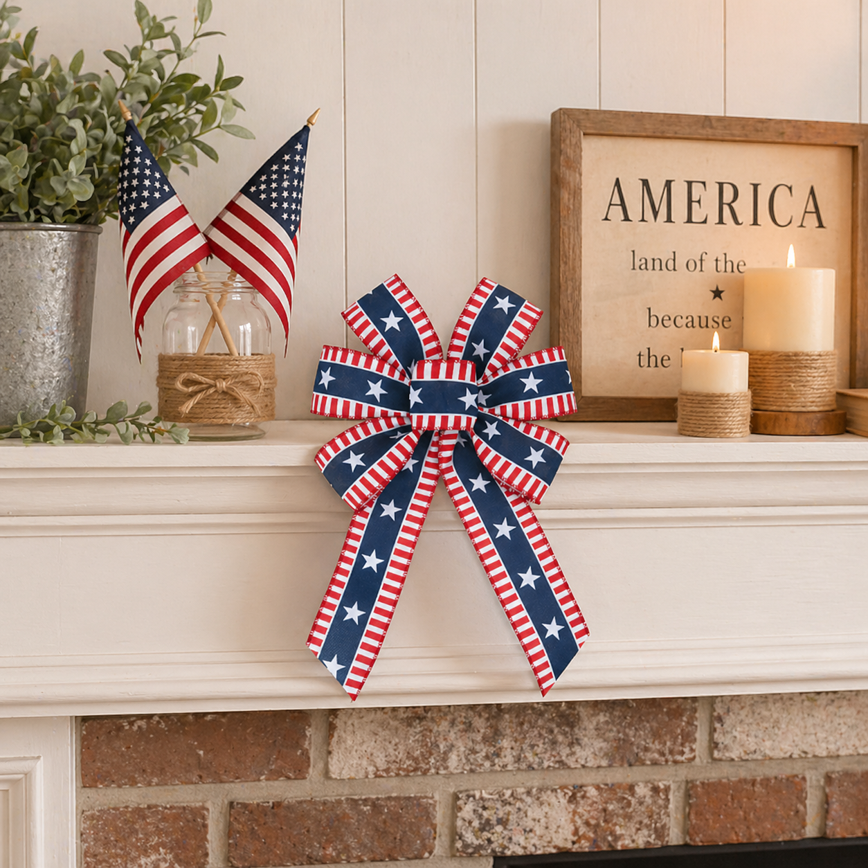4th of July Patriotic Stars & Stripes Decorative Bow