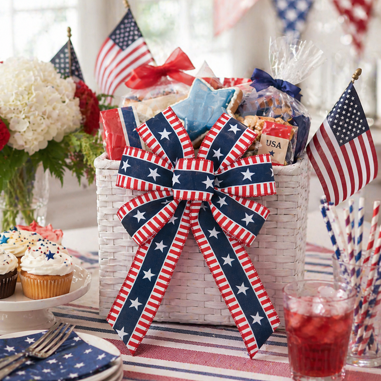 4th of July Patriotic Stars & Stripes Decorative Bow