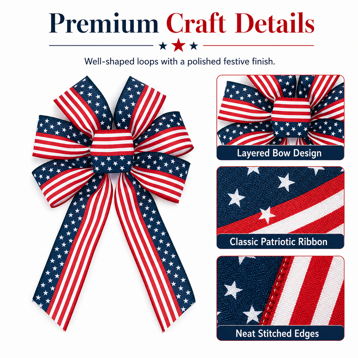 4th of July Patriotic Stars & Stripes Decorative Bow