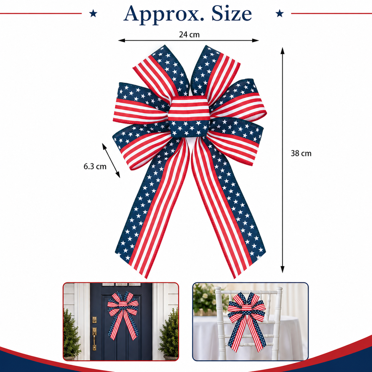 4th of July Patriotic Stars & Stripes Decorative Bow