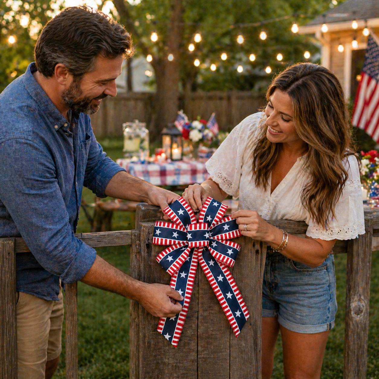 4th of July Patriotic Stars & Stripes Decorative Bow