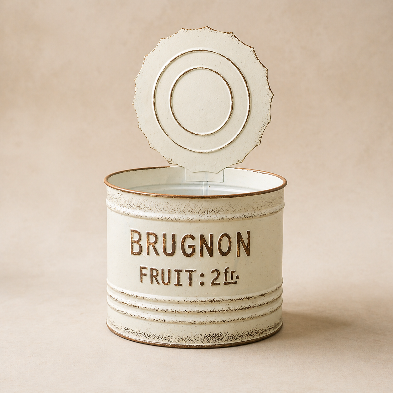 Vintage French Farmhouse Tin Can Planter