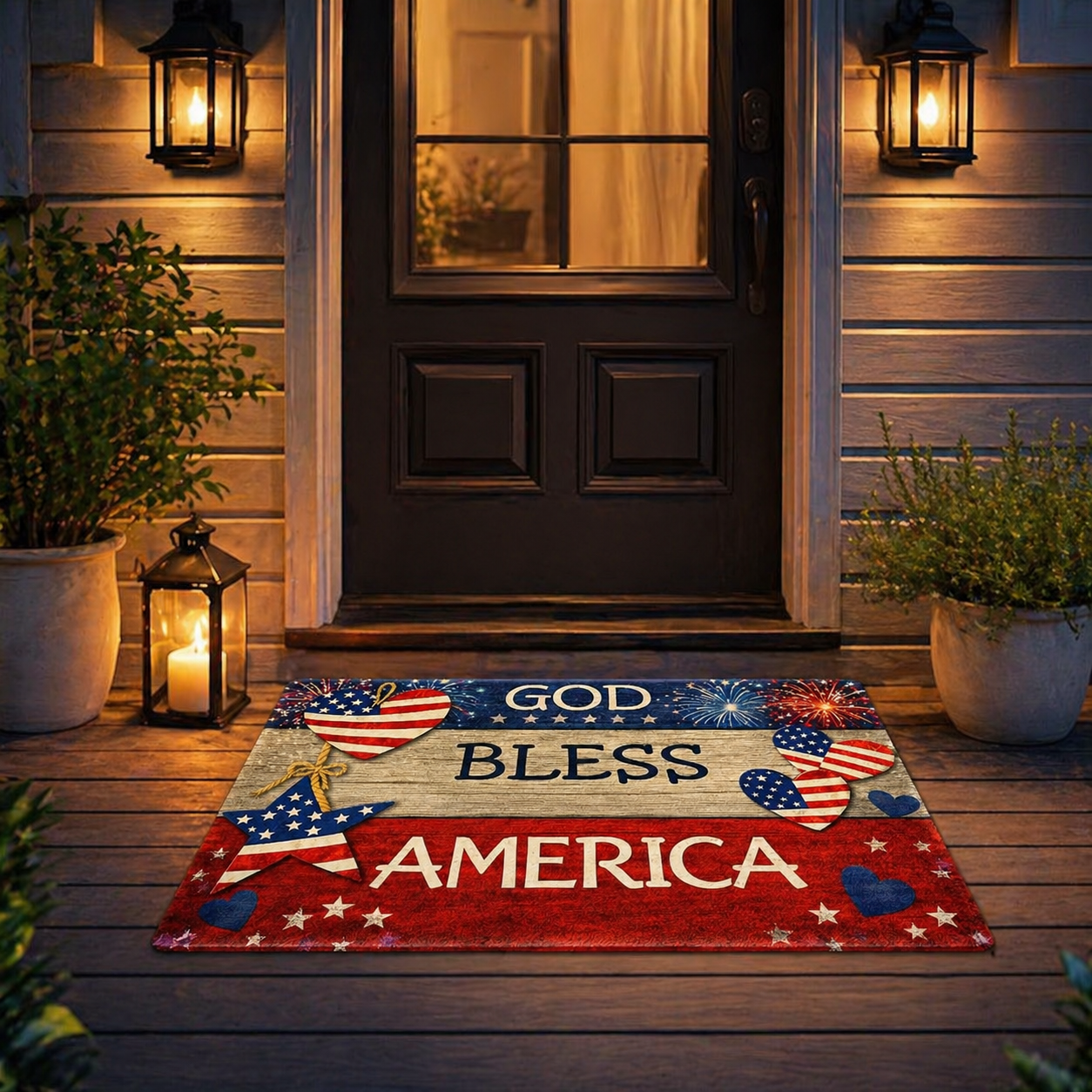 God Bless America Patriotic Diatom Mud Doormat – America 250th Front Door Décor