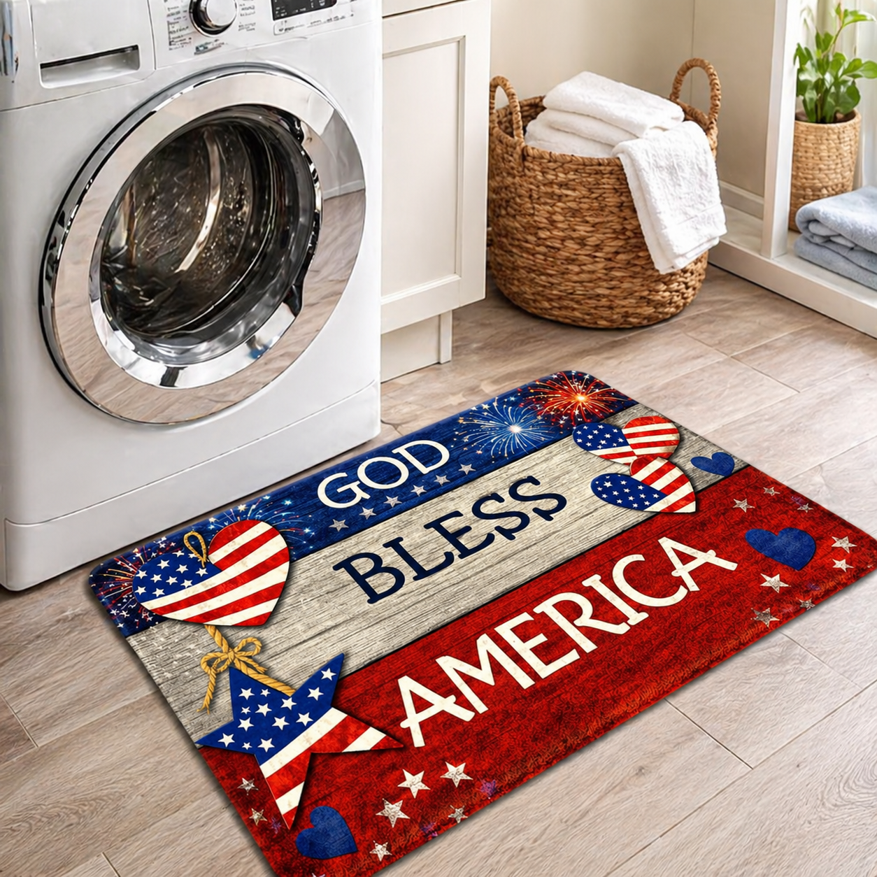 God Bless America Patriotic Diatom Mud Doormat – America 250th Front Door Décor
