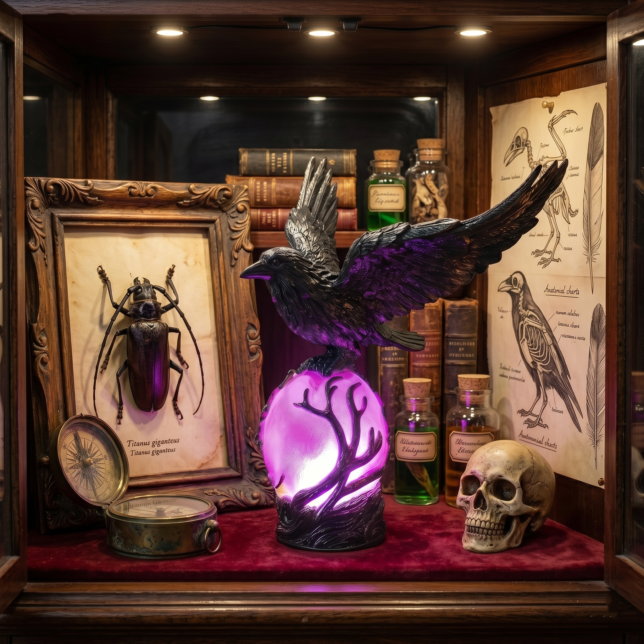 Gothic Raven Ambient Resin Night Light