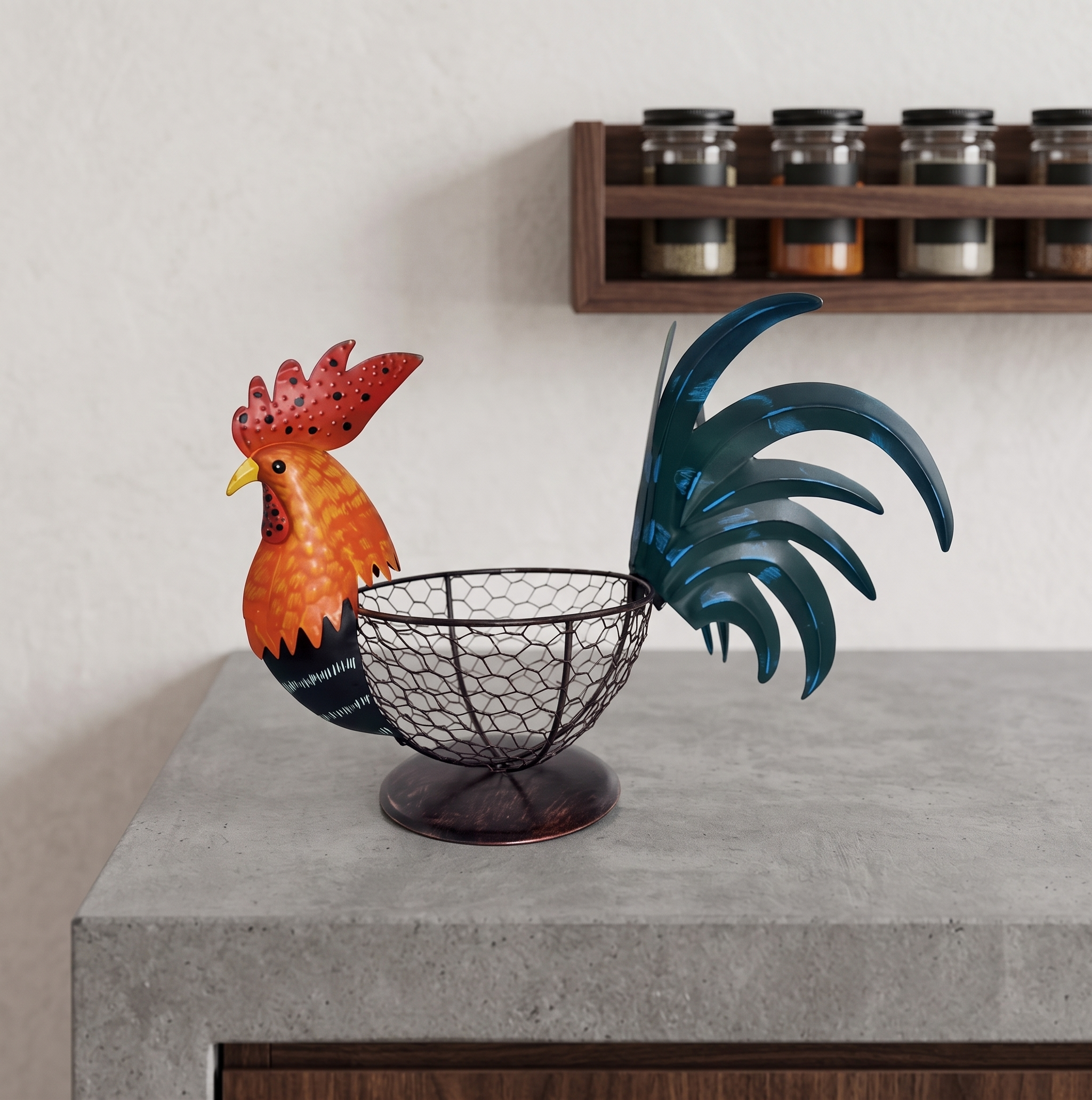 Country Charm Metal Rooster Holder - Unique Mother’s Day & Housewarming Kitchen Gift