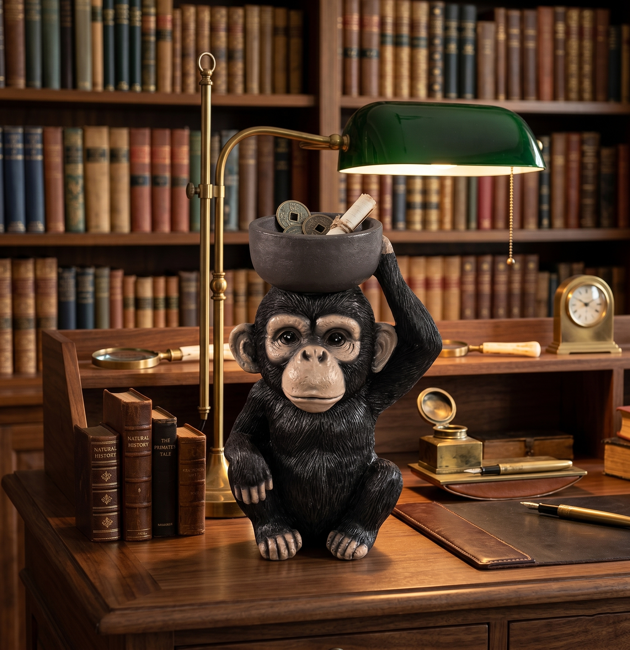 Chimpanzee Trinket Dish & Decorative Statue – Versatile Home Organiser for Jewellery & Keys