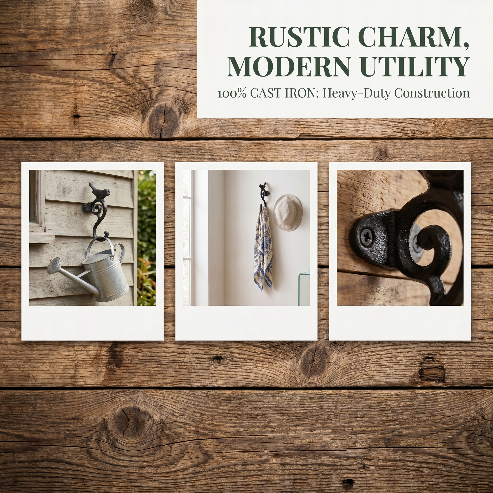 Rustic Cast Iron Bird Wall Hook Hanger