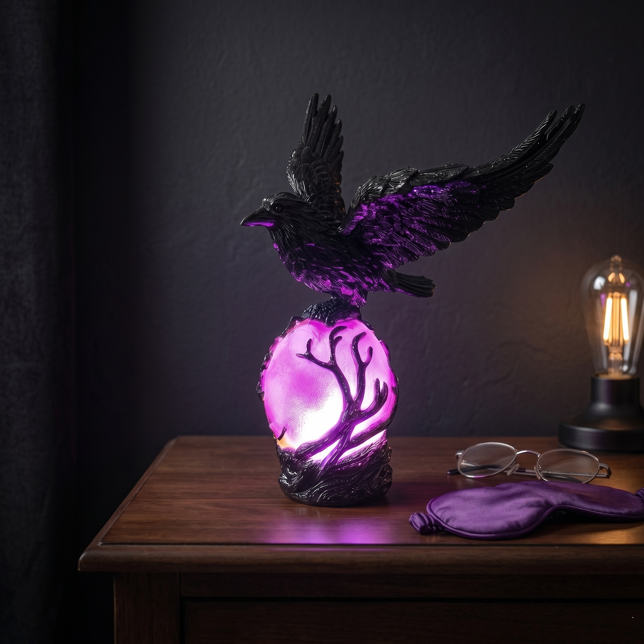 Gothic Raven Ambient Resin Night Light