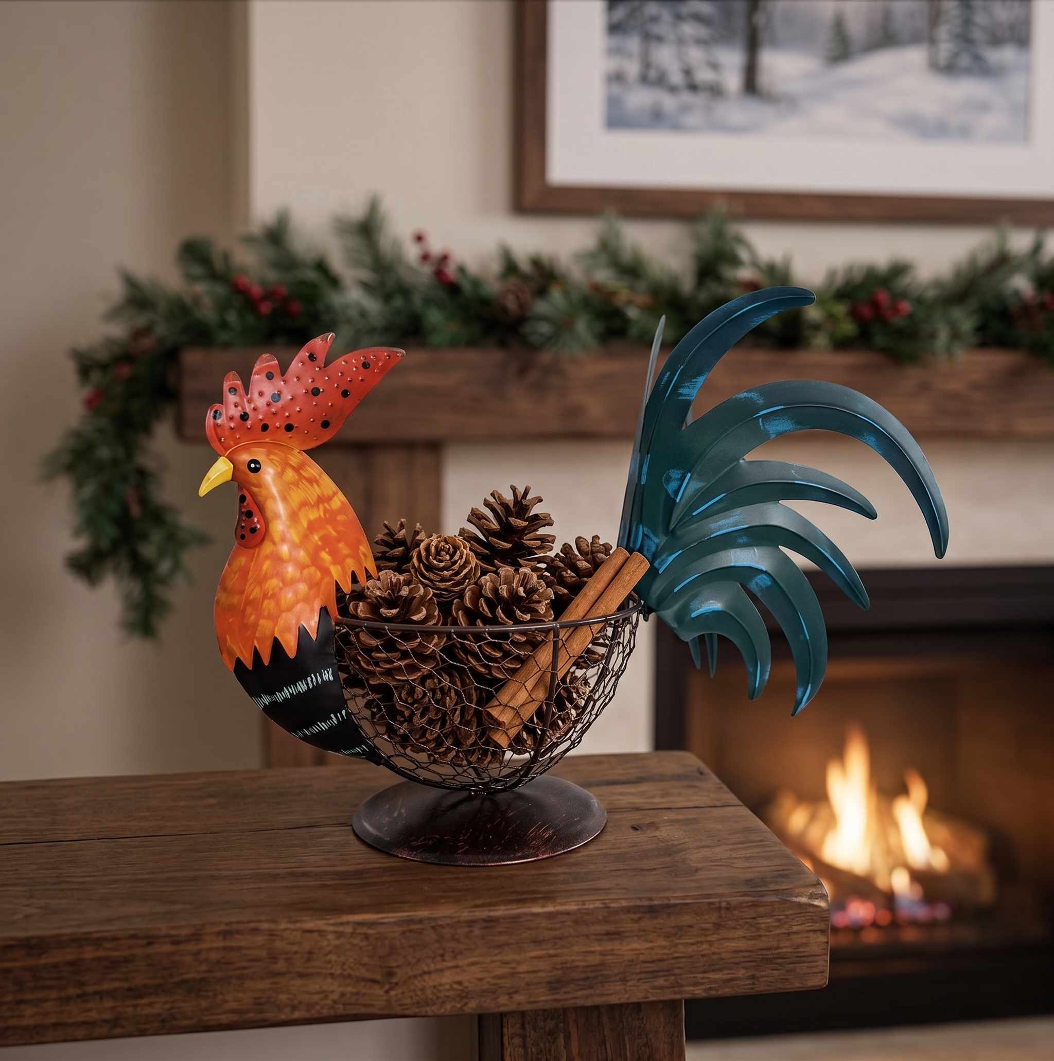 Country Charm Metal Rooster Holder - Unique Mother’s Day & Housewarming Kitchen Gift