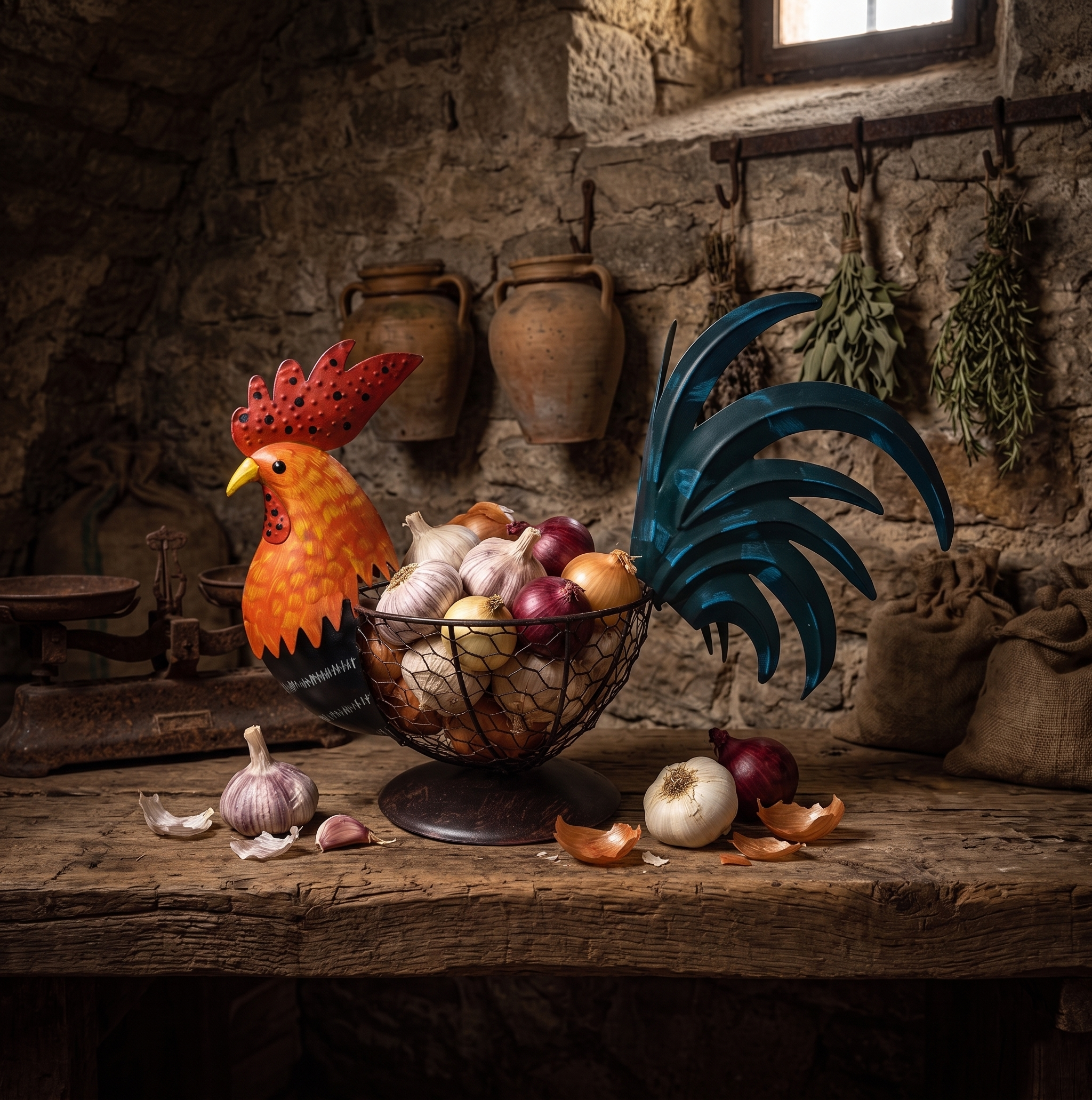 Country Charm Metal Rooster Holder - Unique Mother’s Day & Housewarming Kitchen Gift