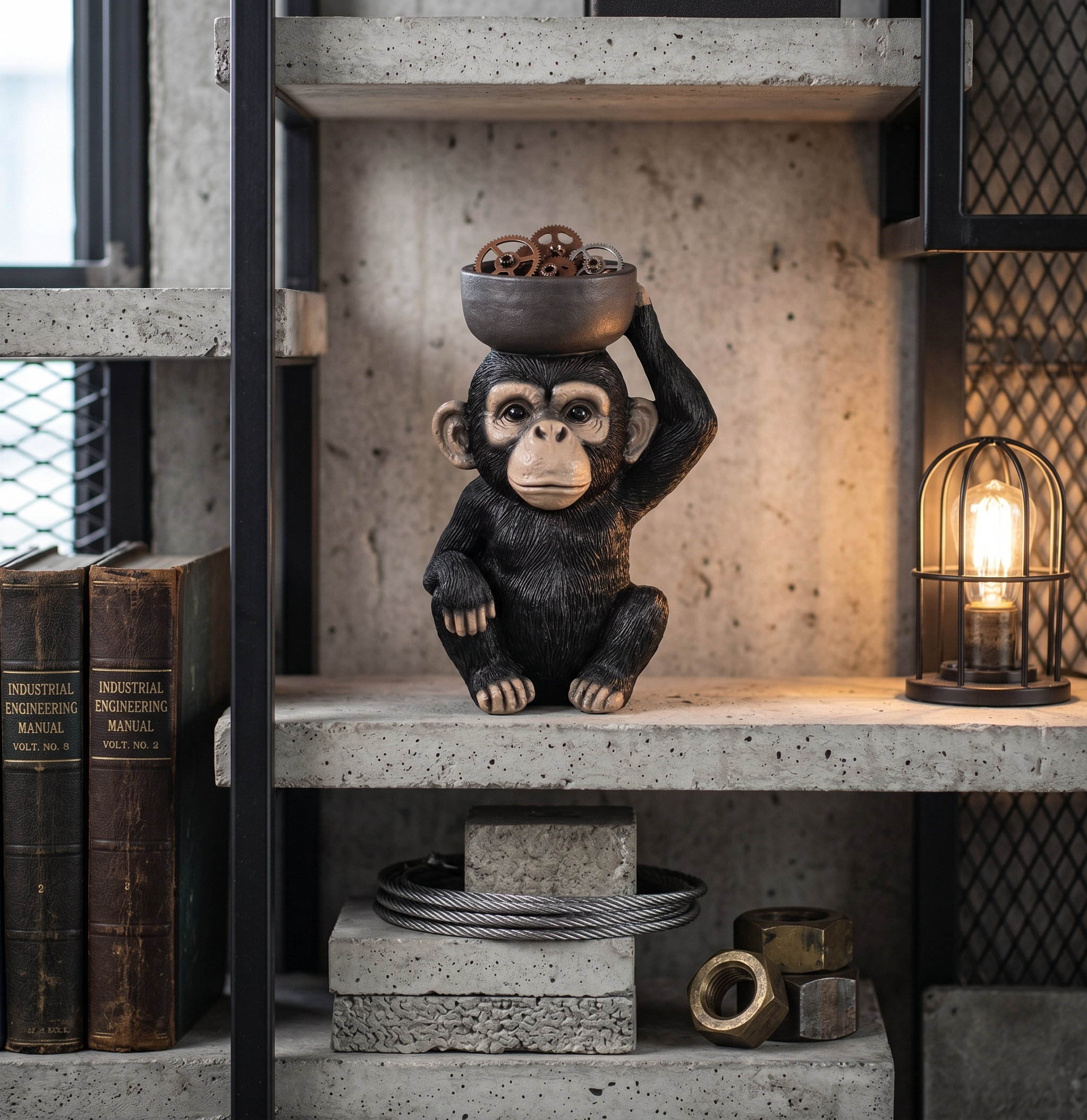 Chimpanzee Trinket Dish & Decorative Statue – Versatile Home Organiser for Jewellery & Keys