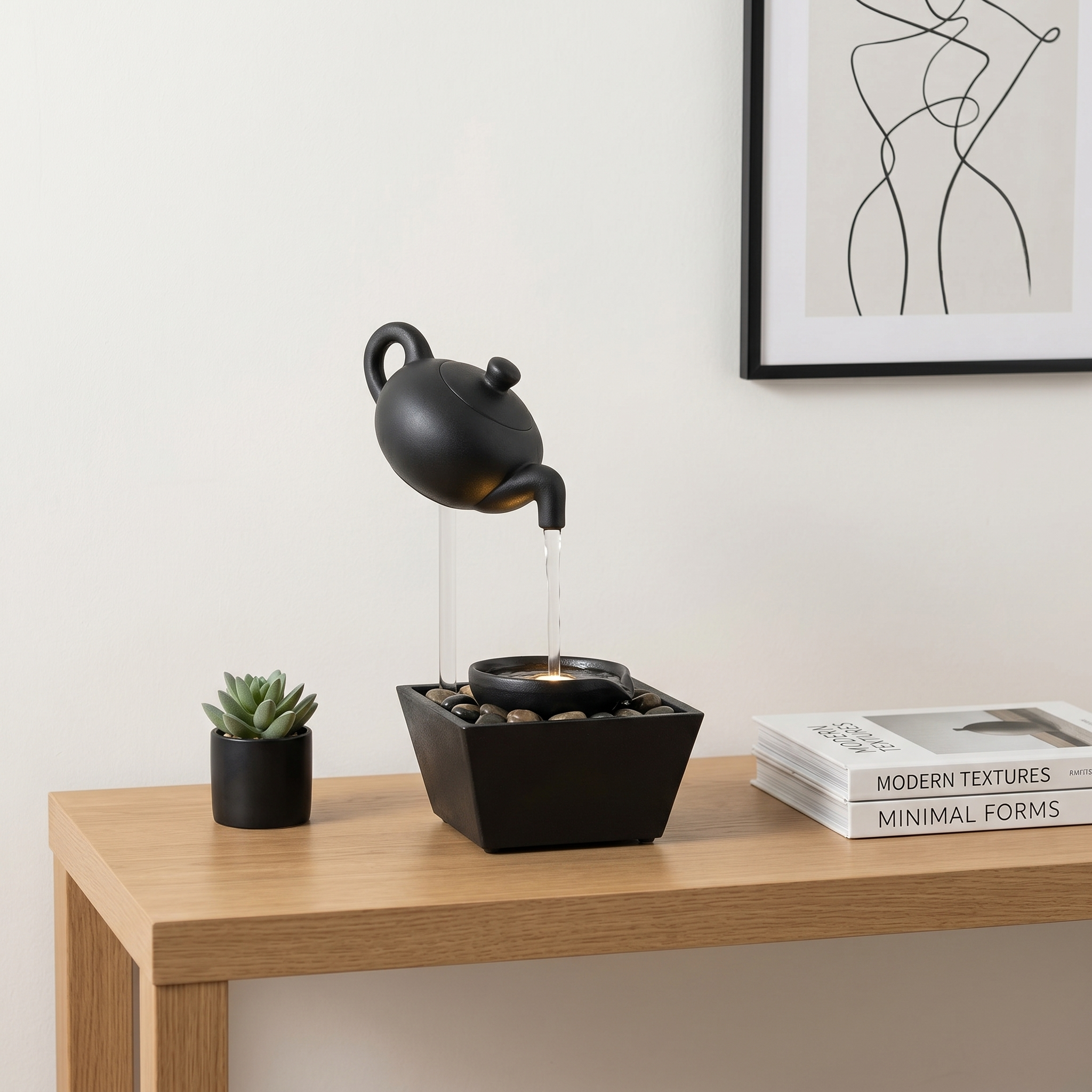 Floating Teapot Resin Tabletop Water Fountain