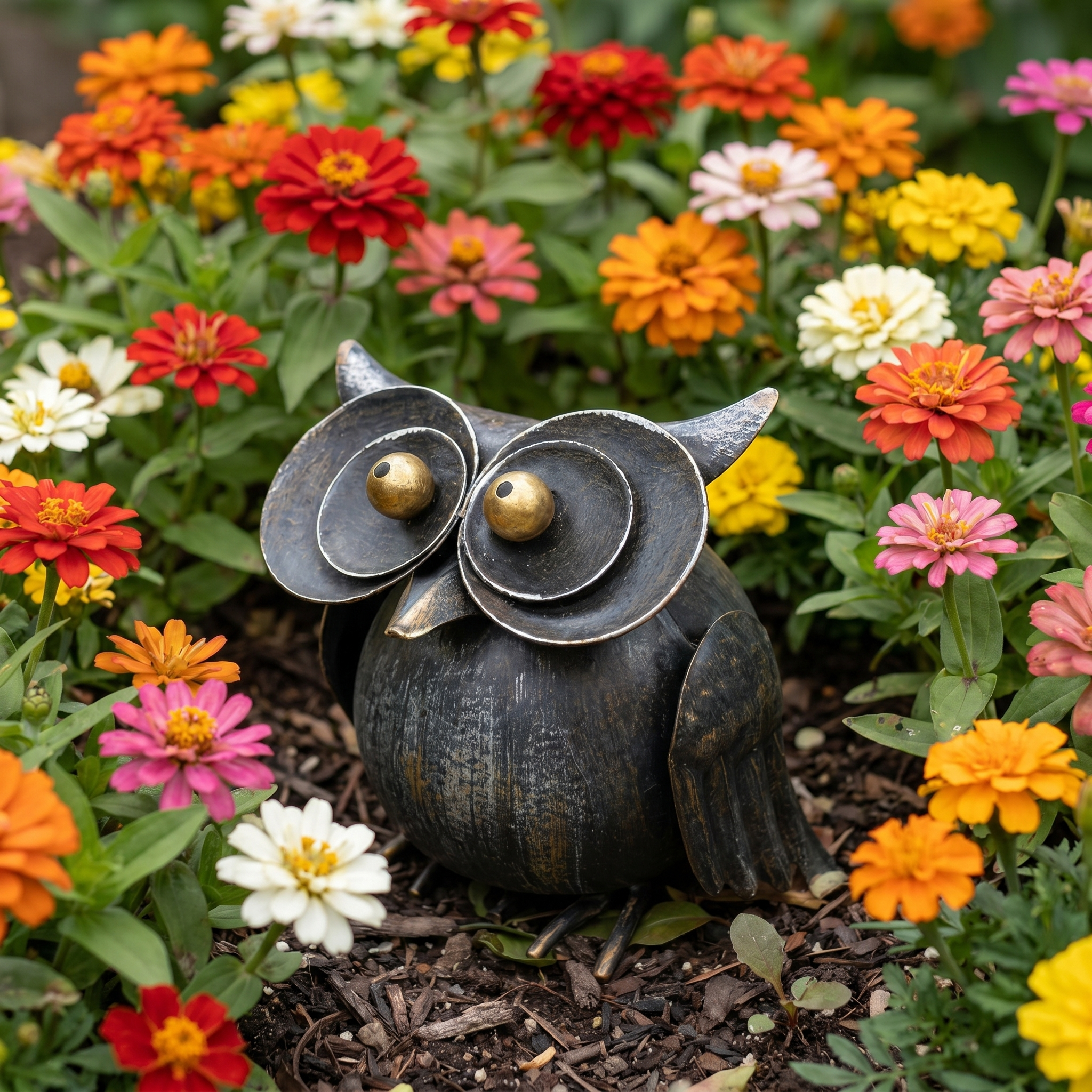 Handcrafted Iron Owl Garden Ornament