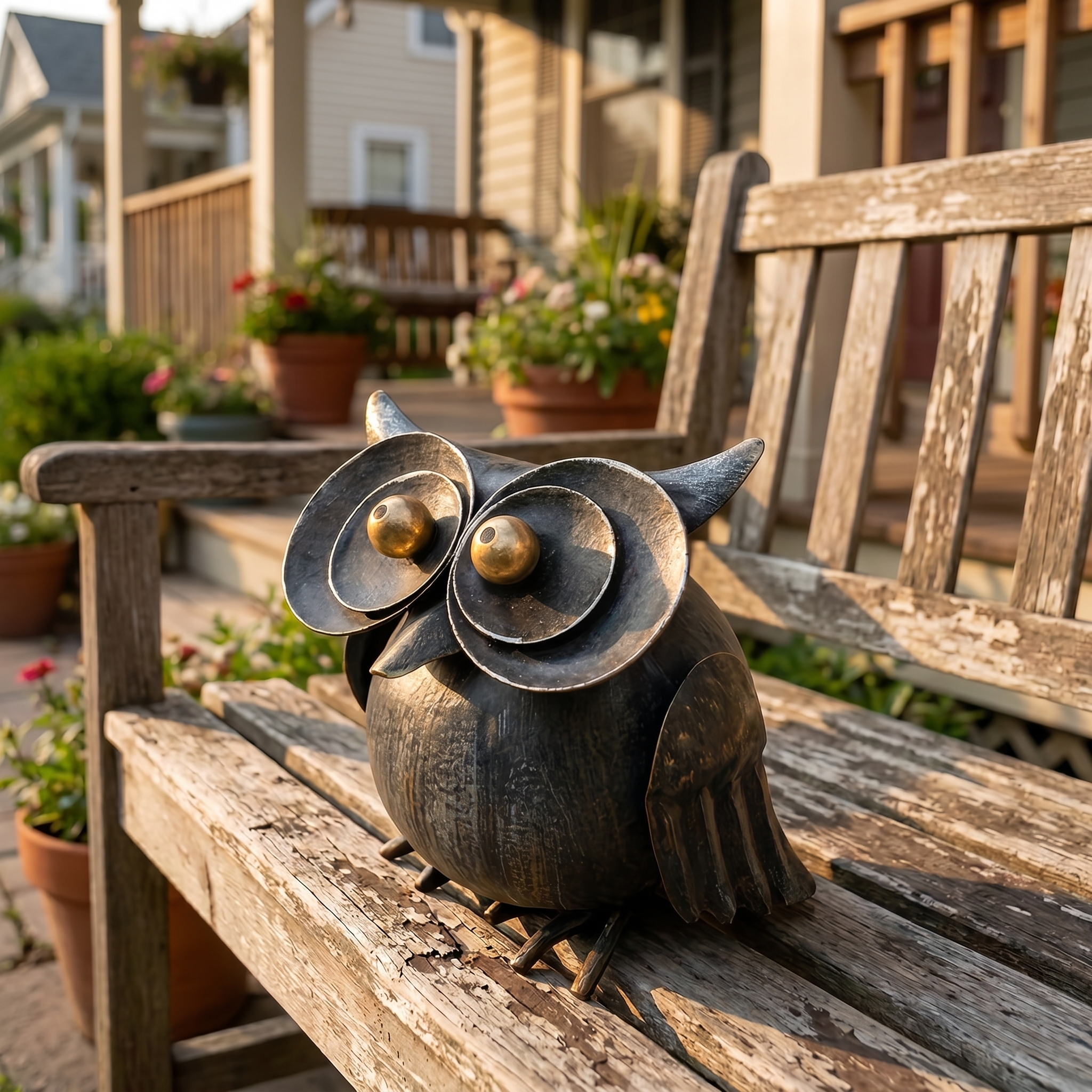 Handcrafted Iron Owl Garden Ornament