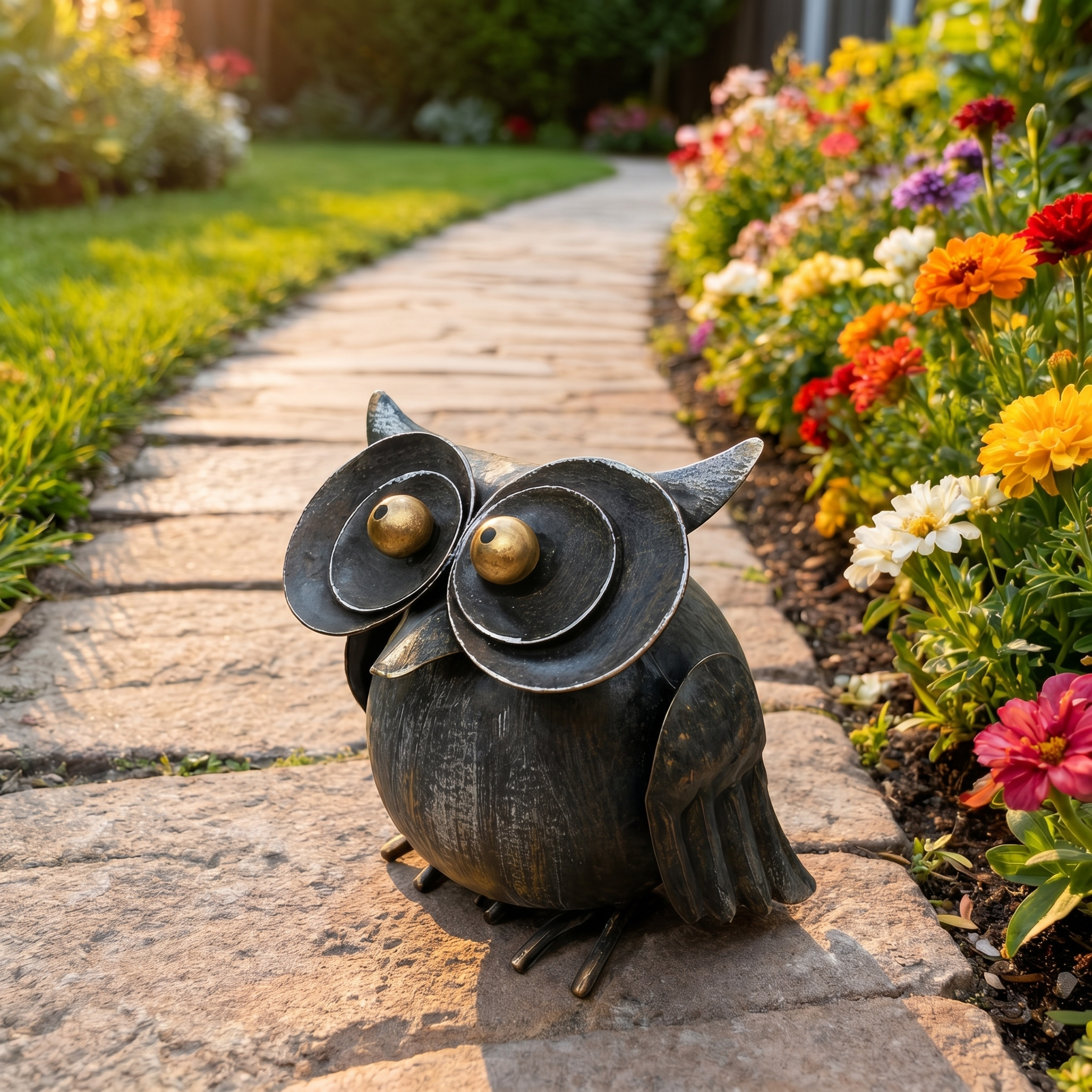 Handcrafted Iron Owl Garden Ornament