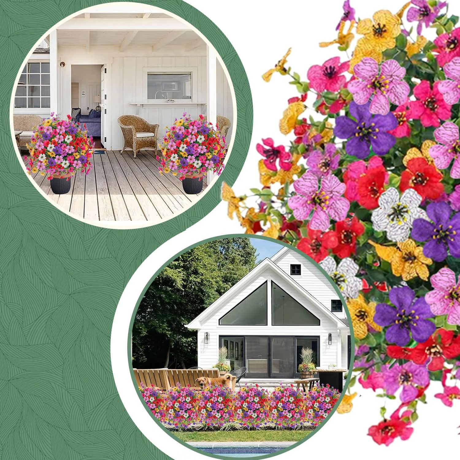 Outdoor Artificial flowers garden stakes – Waterproof,Windproof,UV Resistant Outdoor Faux Floral Decor