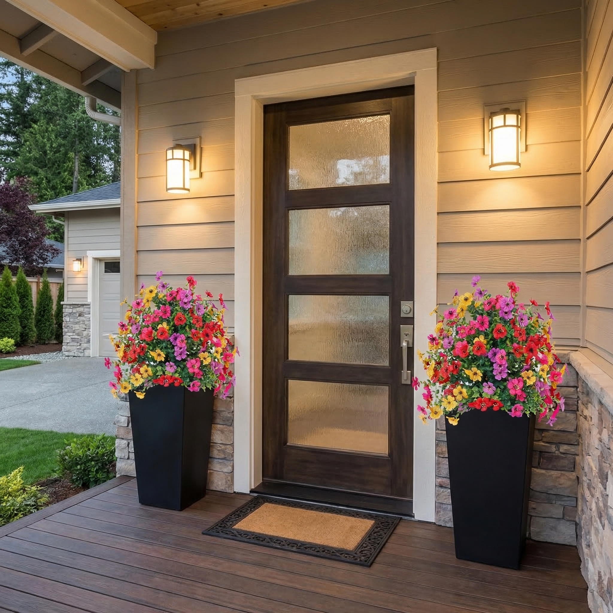 Outdoor Artificial flowers garden stakes – Waterproof,Windproof,UV Resistant Outdoor Faux Floral Decor