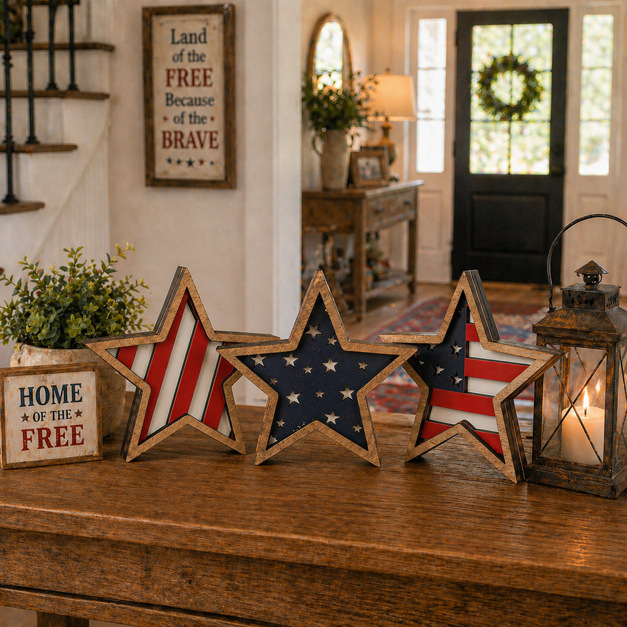 Patriotic Wooden Star Table Decor