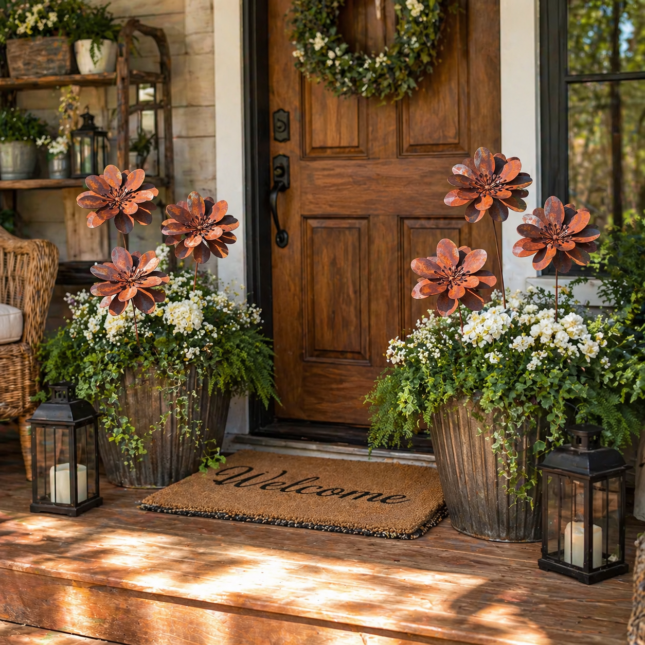 Rustic Metal Flower Garden Stake