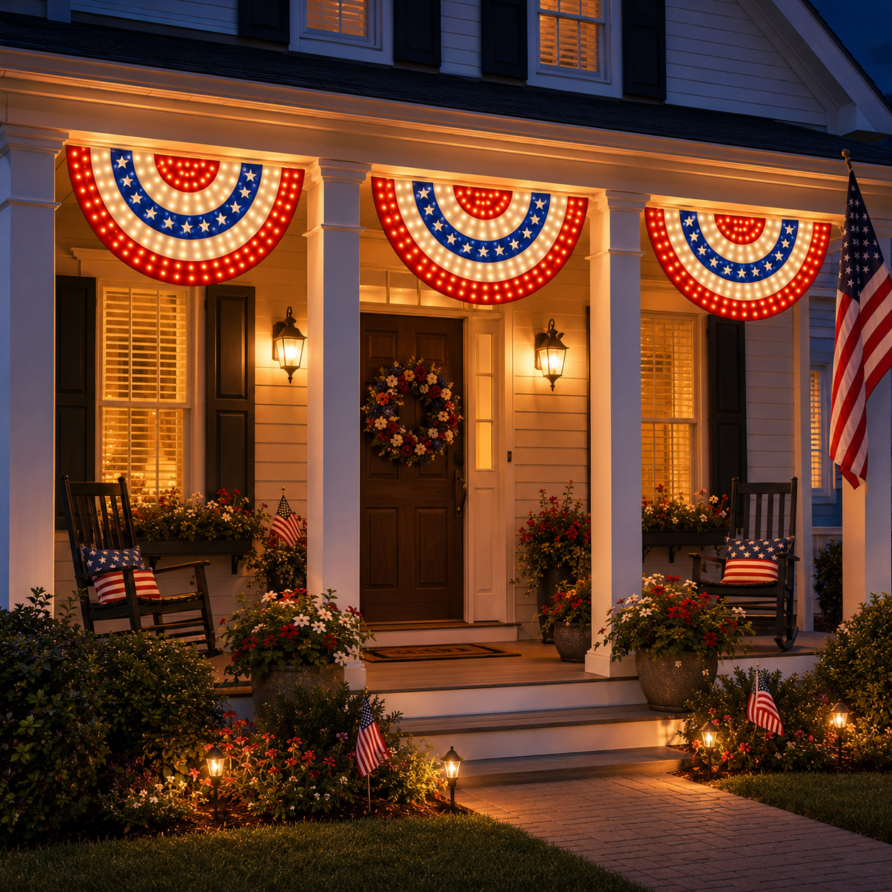Lighted Patriotic Bunting Flag