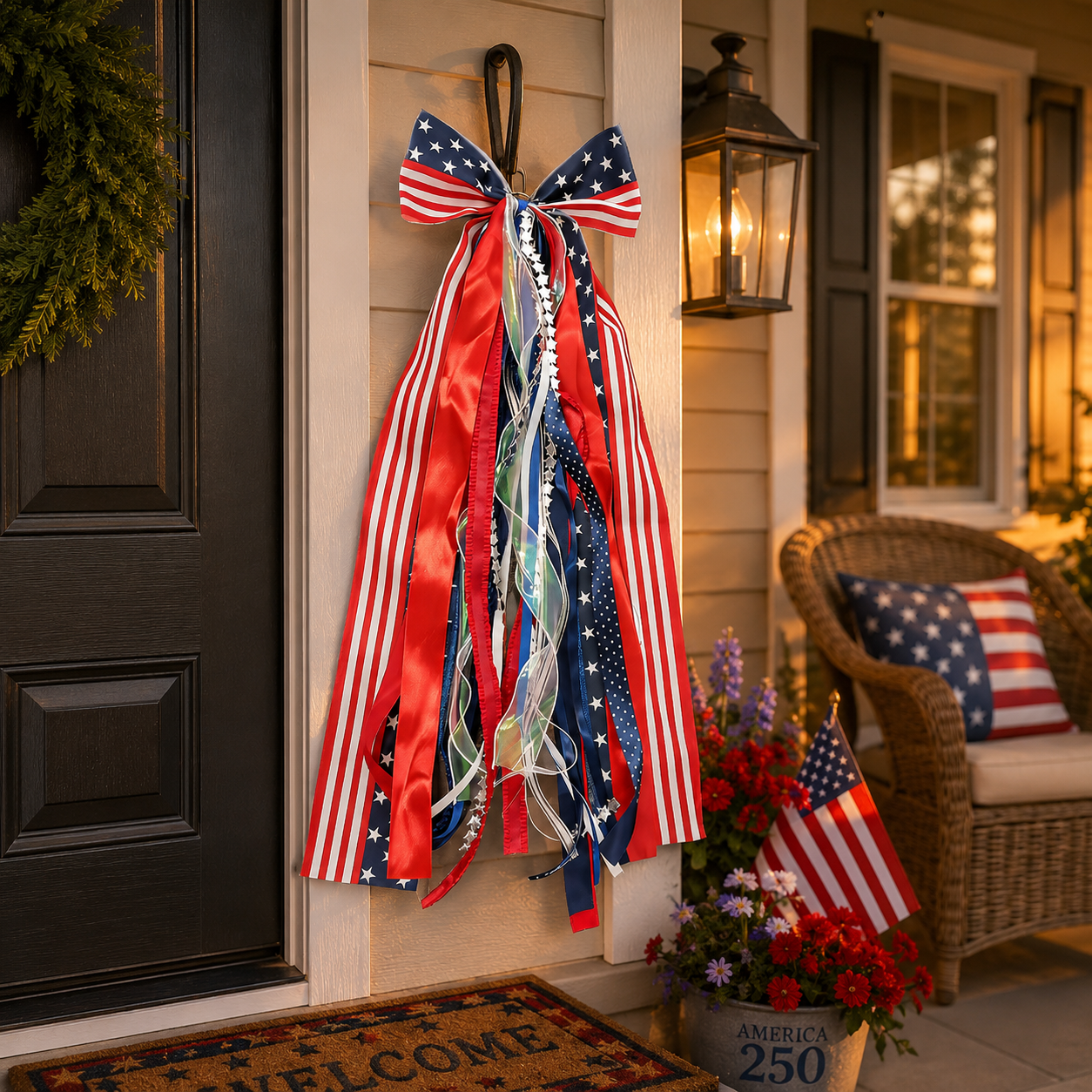 Patriotic Ribbon Bow Hanging Decor for America 250 & July 4th