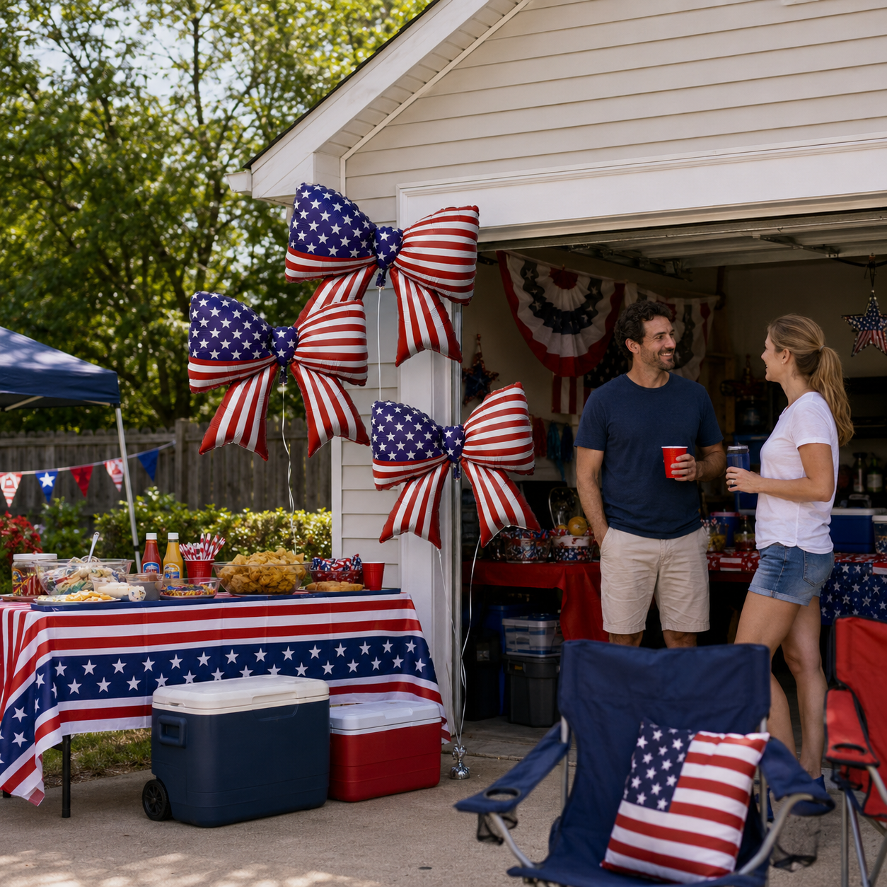 3pcs Patriotic American Flag Bow Foil Balloon