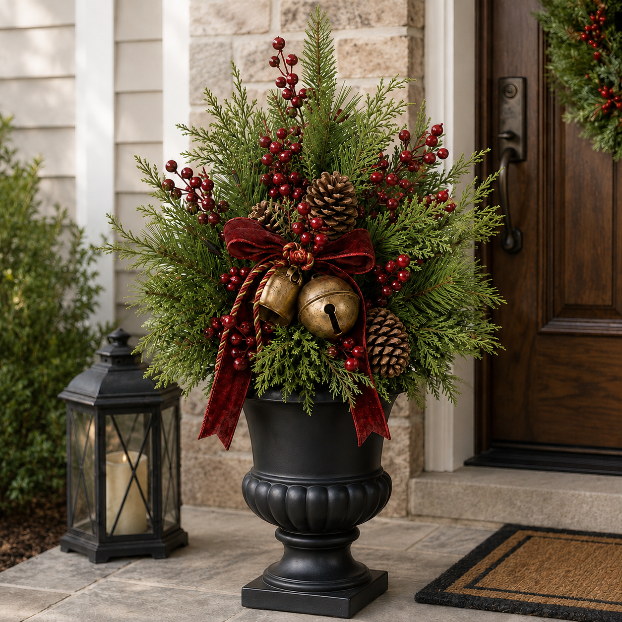 Lighted Christmas Porch Pot Filler