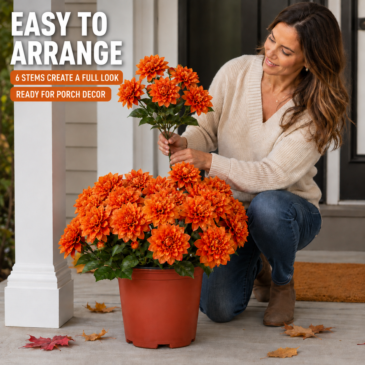 Vibrant Faux Dahlia Pot Filler