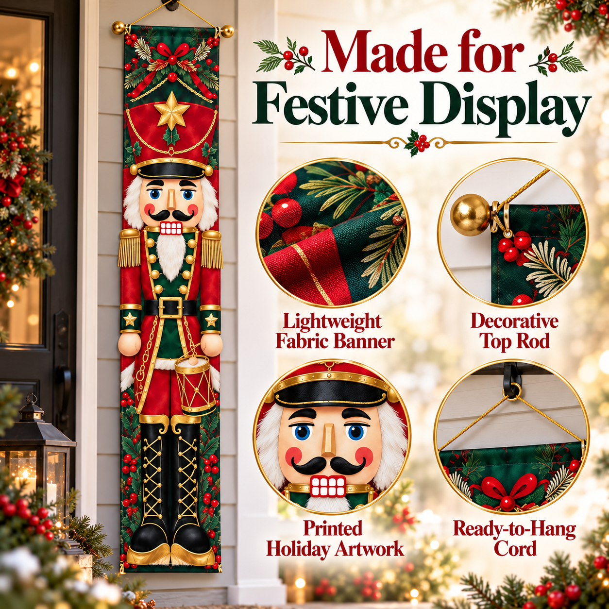 Easy hanging Nutcracker Christmas banner