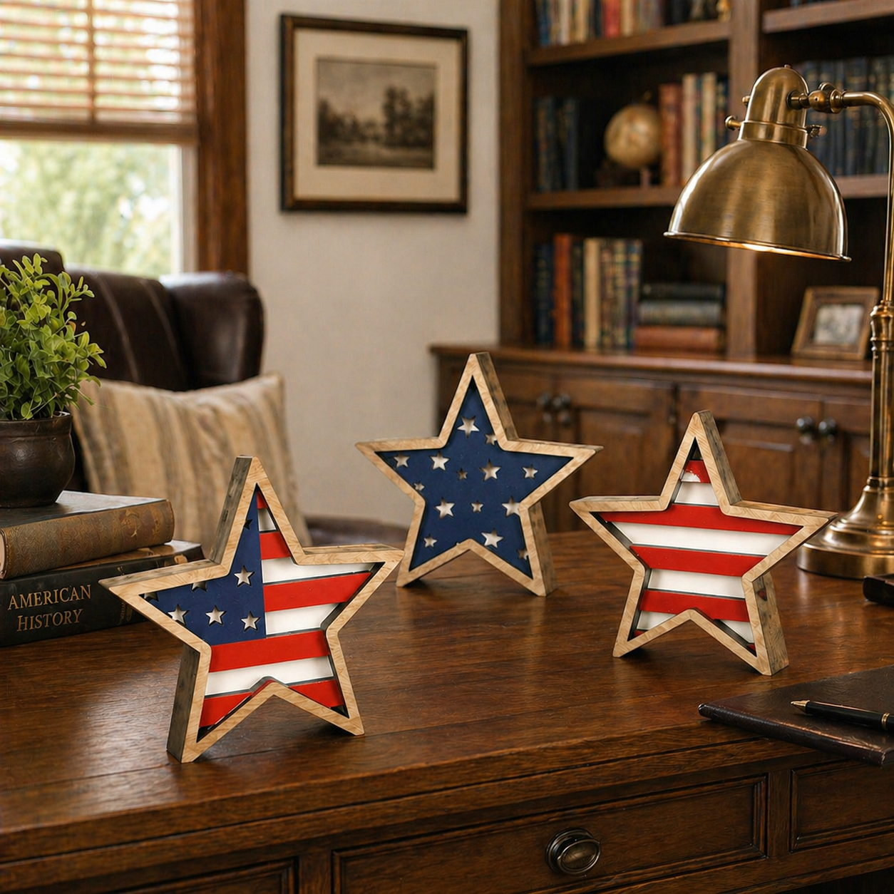 Patriotic Wooden Star Table Decor