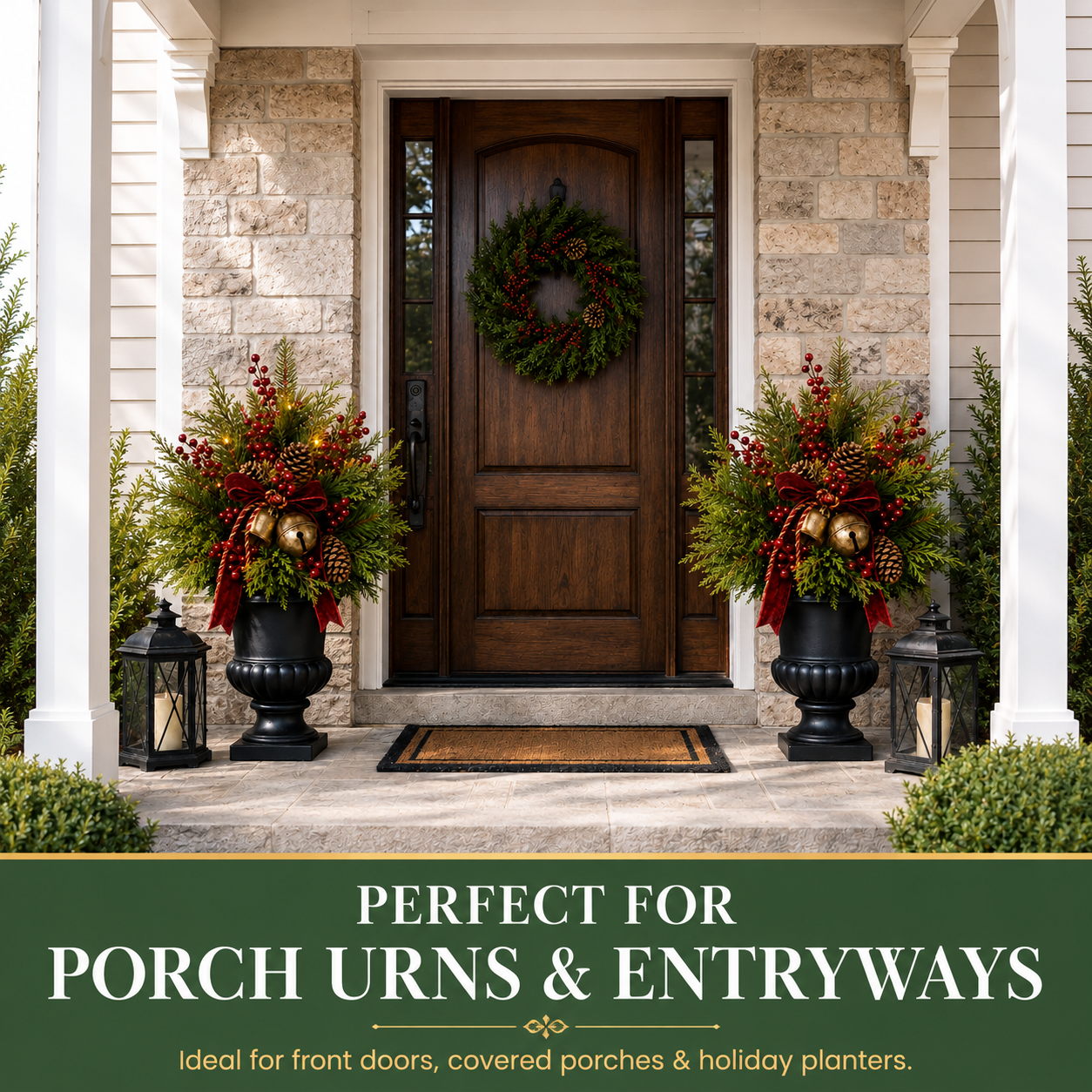 Pre-Lit Artificial Christmas Evergreen Urn Filler