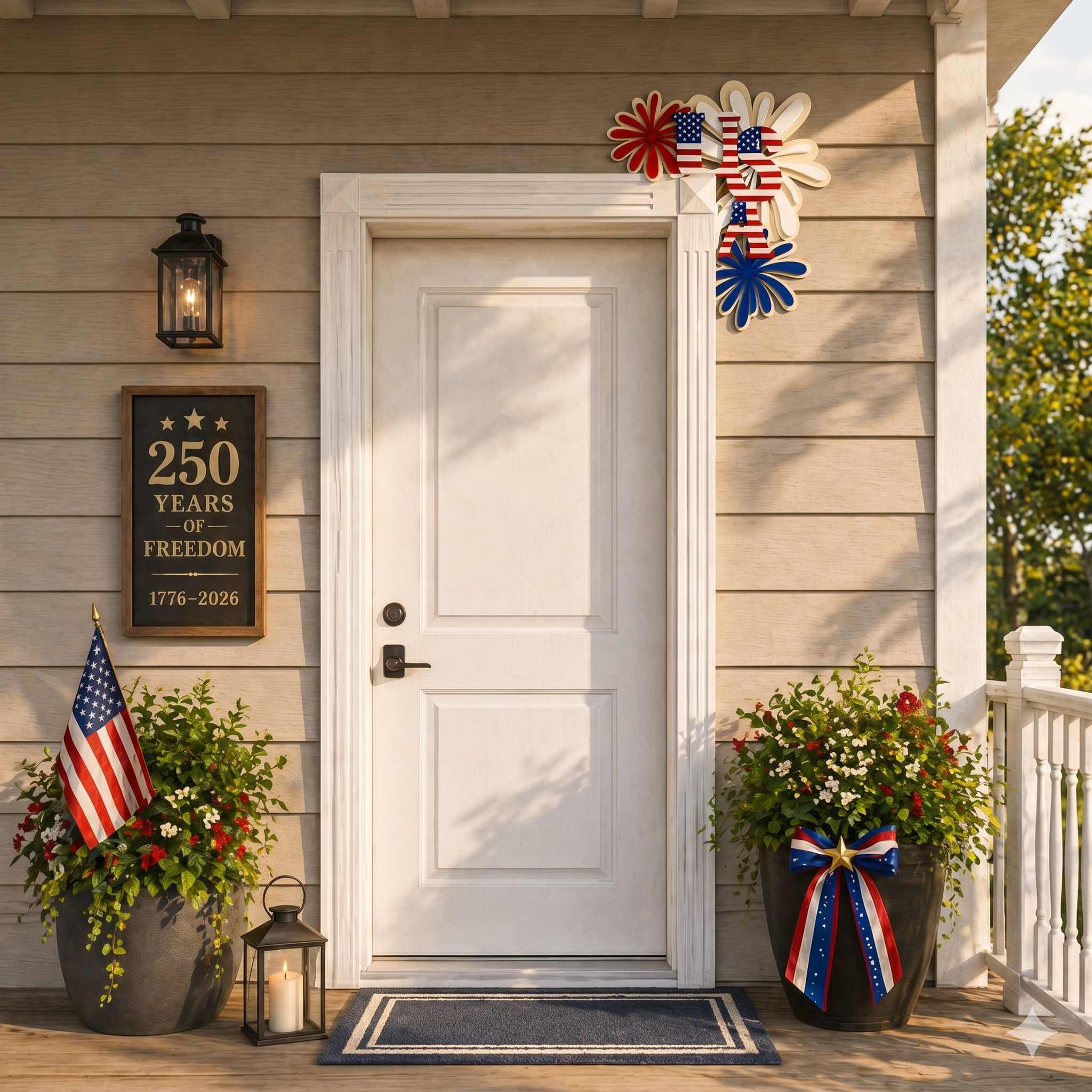 Patriotic USA Door Corner Sign – Acrylic 4th of July Wall Decor