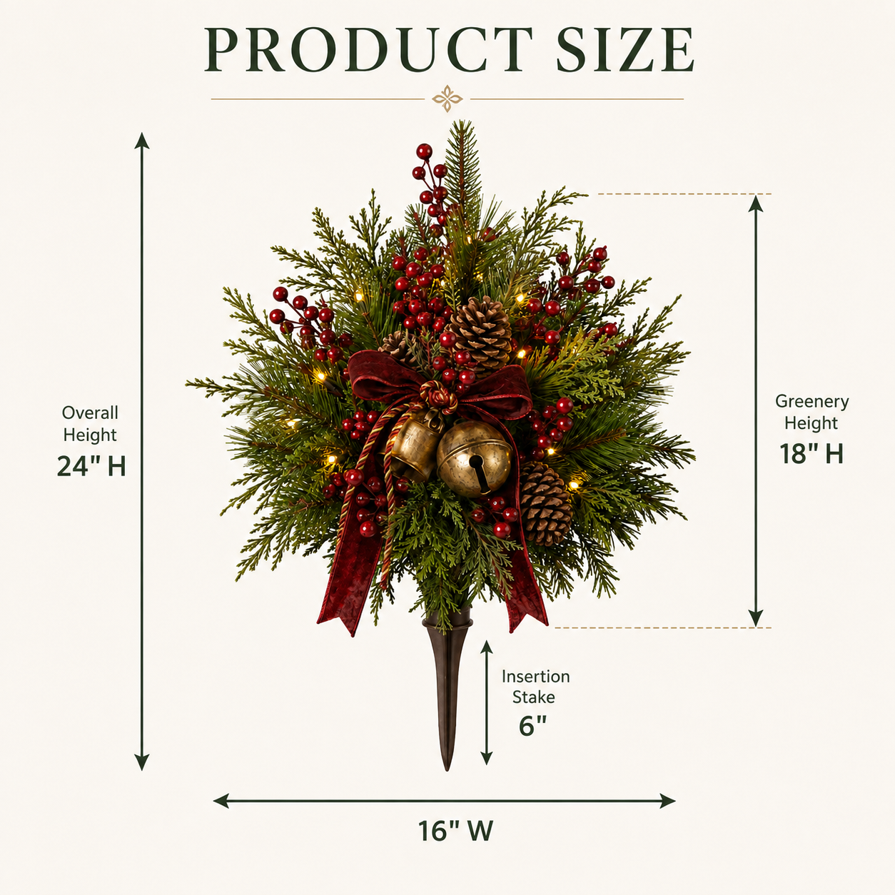 Pre-Lit Artificial Christmas Evergreen Urn Filler
