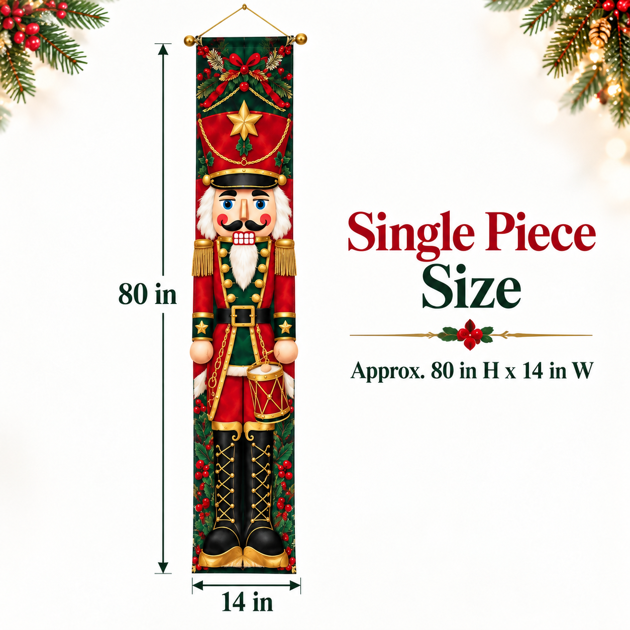 Nutcracker Christmas banner displayed in holiday entryway