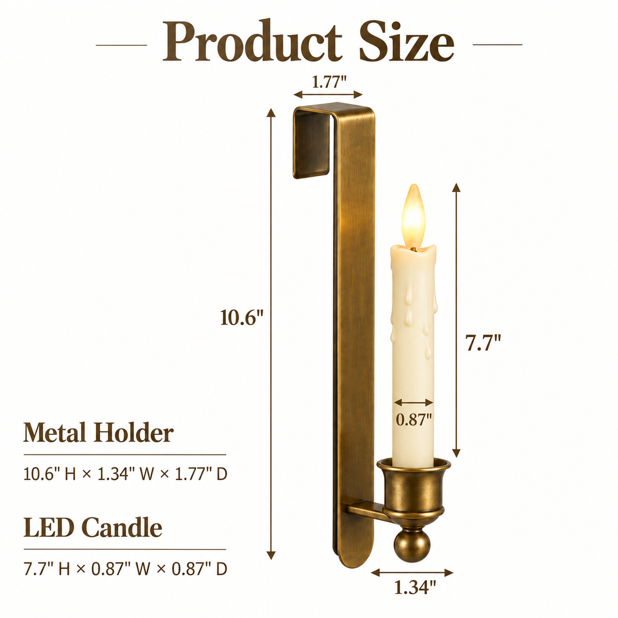 3-pack vintage brass cabinet candles