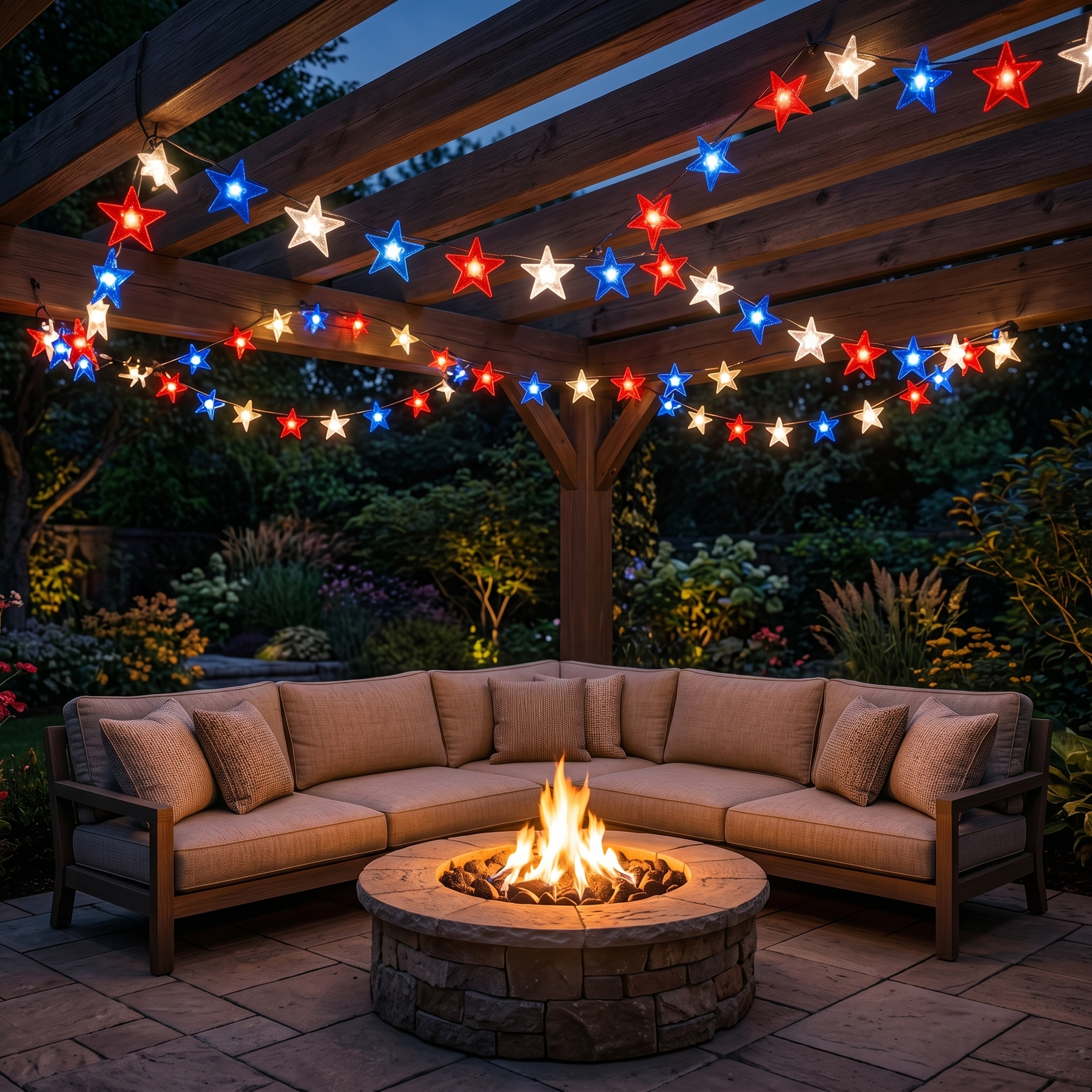 Patriotic Star String Lights – Red, White & Blue Outdoor Decorative Lights