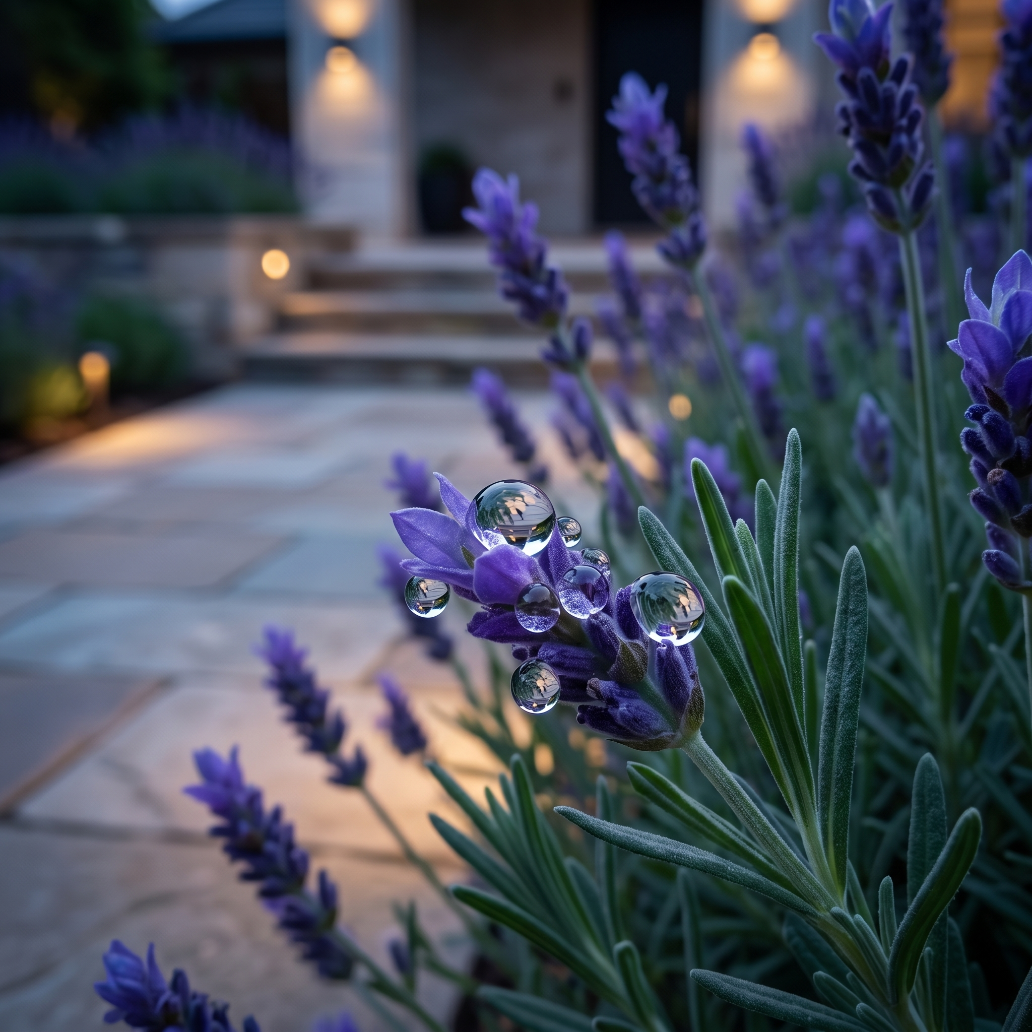 Artificial Lavender Planter Box – 14" Faux Lavender Arrangement for Porch, Patio & Garden Decor