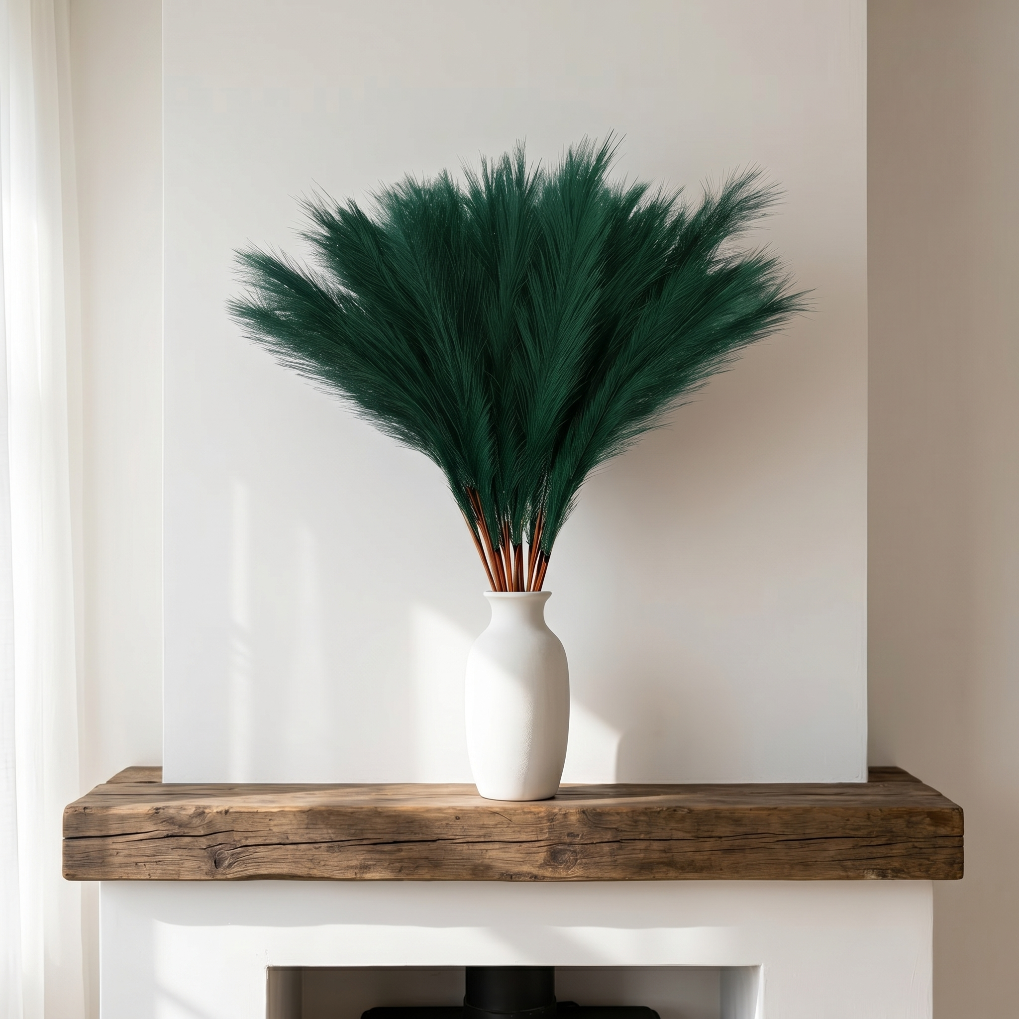 55cm Artificial Pampas Grass Stem – Faux Fluffy Reed Spray for Vase Decor