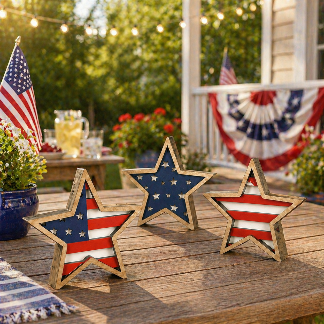 Patriotic Wooden Star Table Decor