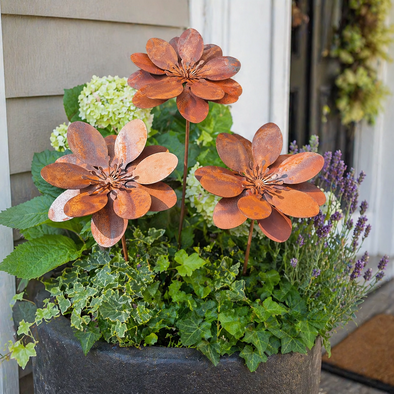 Rustic Metal Flower Garden Stake