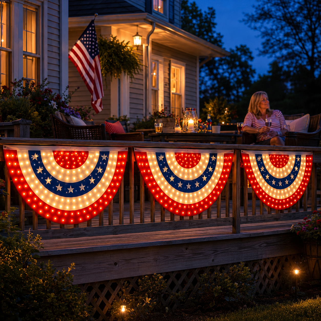 Lighted Patriotic Bunting Flag