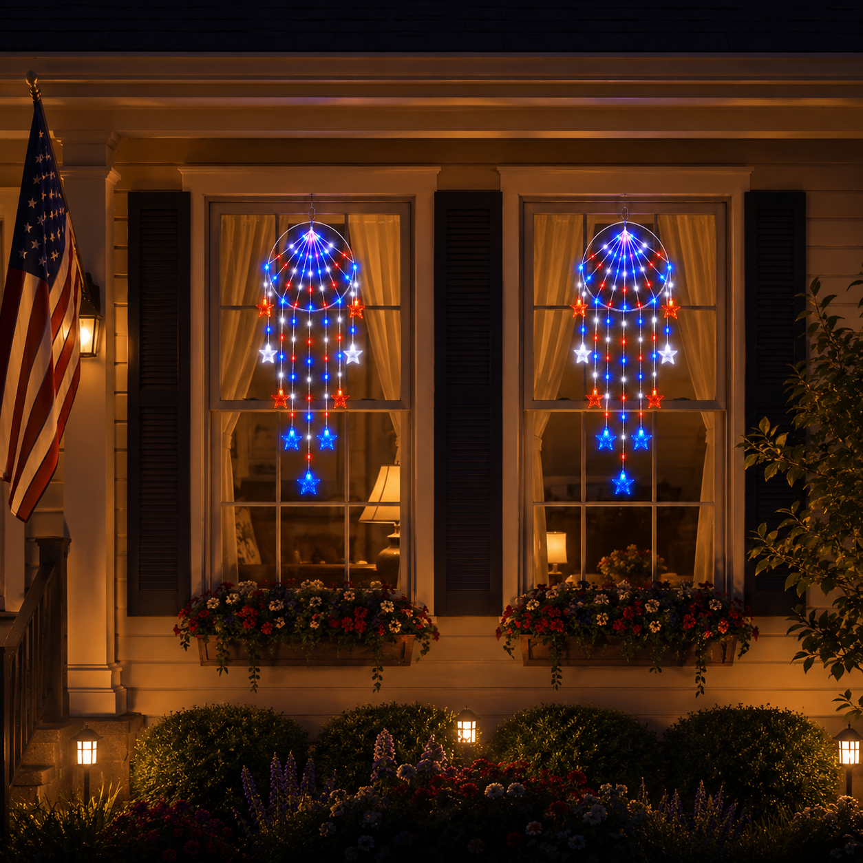 Patriotic Hanging Star Lights with Remote Control