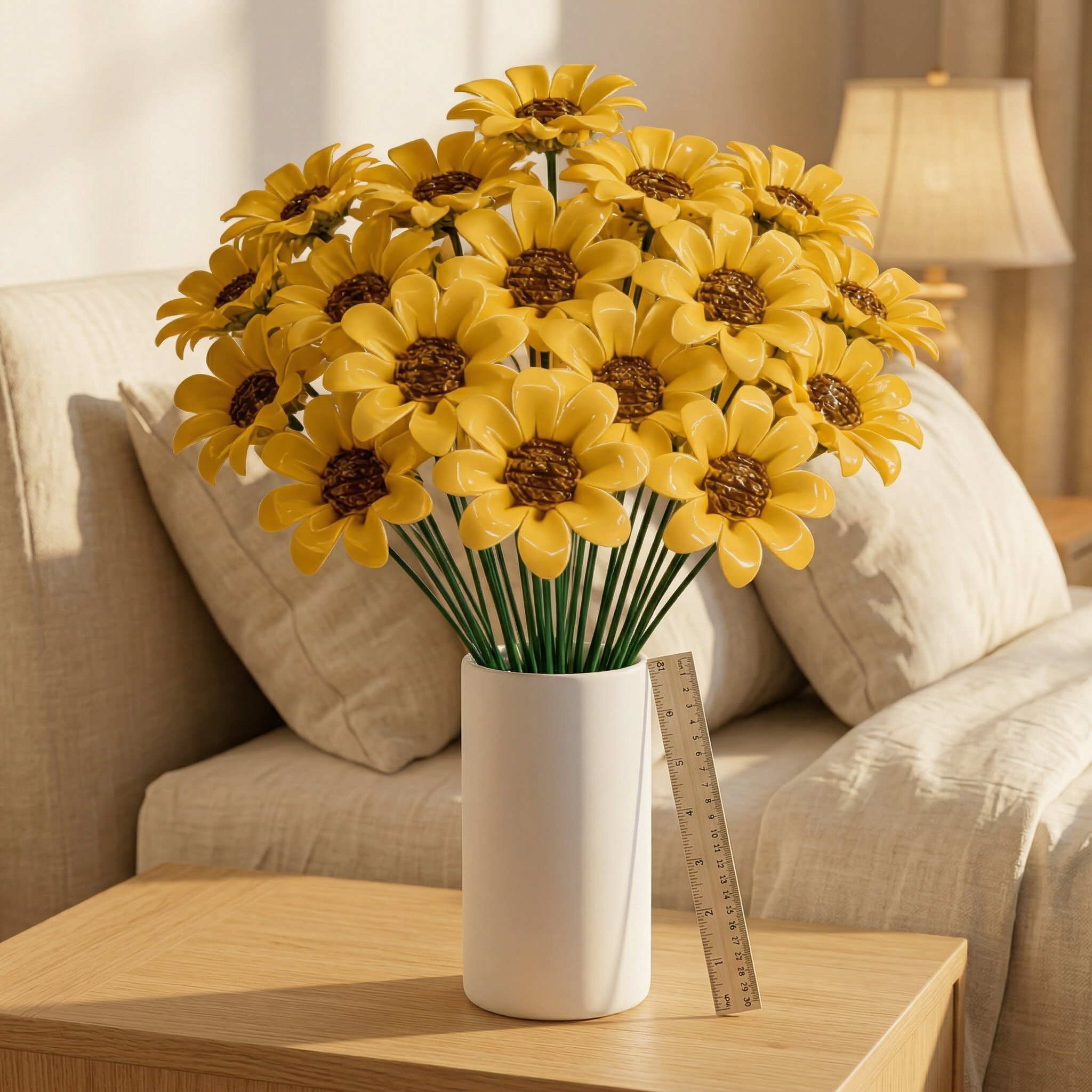 10pcs Ceramic Sunflower Bouquet Decor – Warm Yellow Tabletop Floral Accent for Bedroom, Living Room & Entryway