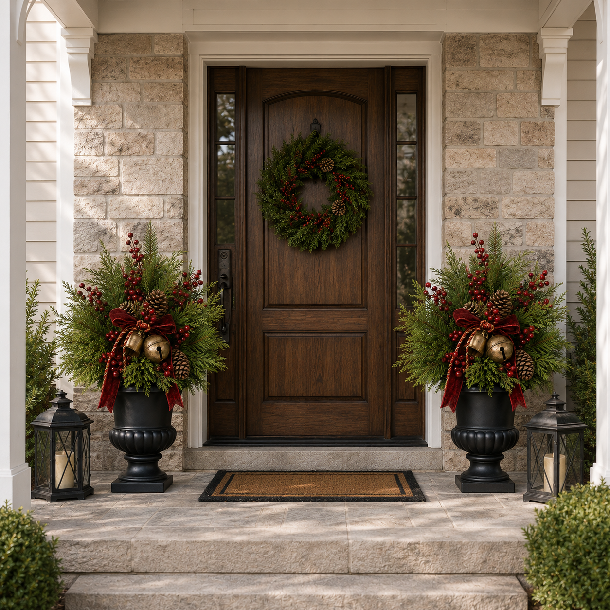 Lighted Christmas Porch Pot Filler
